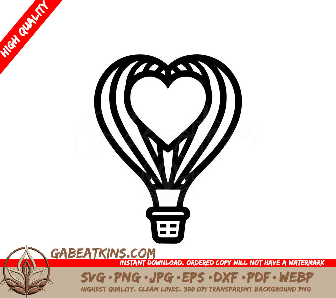 A Heart Shaped Hot Air Balloon SVG - Heart Air Balloon SVG
