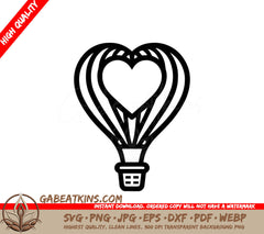 A Heart Shaped Hot Air Balloon SVG - Heart Air Balloon SVG