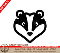 A Badger With A Heart Shaped Face SVG - Heart Badger SVG