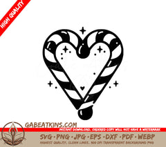 Two Candy Canes In The Shape Of A Heart SVG - Heart Candy Cane SVG