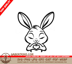 A Bunny Making A Heart Shape With Its Hands SVG - Heart Hands Bunny SVG