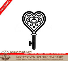 A Key In The Shape Of A Heart SVG - Heart Key SVG