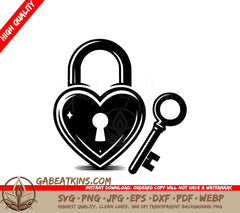 A Padlock In The Shape Of A Heart Next To A Key SVG - Heart Lock and Key SVG