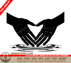 Two Hands Make A Heart Shape Over A Pool Of Water SVG - Heart Ripple Hands SVG