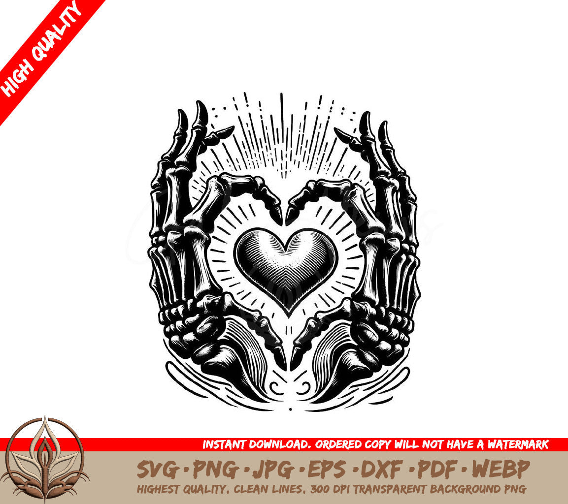 Skeleton Love Heart Handle SVG