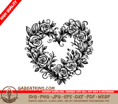 Roses In The Shape Of A Heart SVG - Heart Wreath of Roses SVG