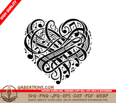 Music Notes In The Shape Of A Heart SVG - Heartbeat Melody SVG
