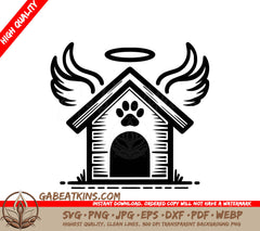 A Dog House With Angel Wings SVG - Heavenly Dog House SVG
