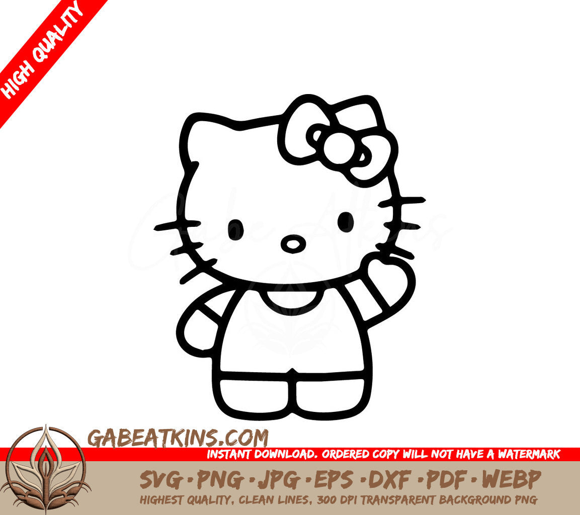 Hello Kitty With A Bow On Her Head SVG - Hello Kitty - Simple Line Design SVG