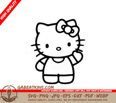 Hello Kitty With A Bow On Her Head SVG - Hello Kitty - Simple Line Design SVG