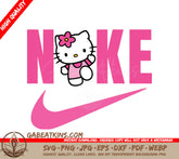 A Pink Nike Logo With Hello Kitty On It SVG - Hello Kitty Nike - Pink SVG