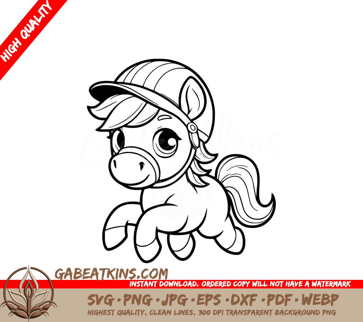 A Horse Wearing A Helmet SVG - Helmeted Pony SVG