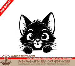 A Cat Peeking Over A Wall SVG - Hide-and-seek Kitty SVG