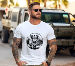 Highland Cow Christmas Cabin SVG -  Drawing SVG