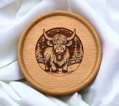 Highland Cow Christmas SVG - Barn Scene SVG