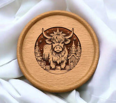 Yak with Trees SVG - Highland Cow Welcomes Santa SVG