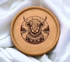 Highland Cow Christmas Sweater SVG - Bull with Ice Skaters SVG