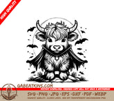 Halloween Highland Cow Vampire SVG -  Drawing SVG