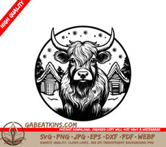 Highland Cow Welcomes Santa - Bull SVG SVG