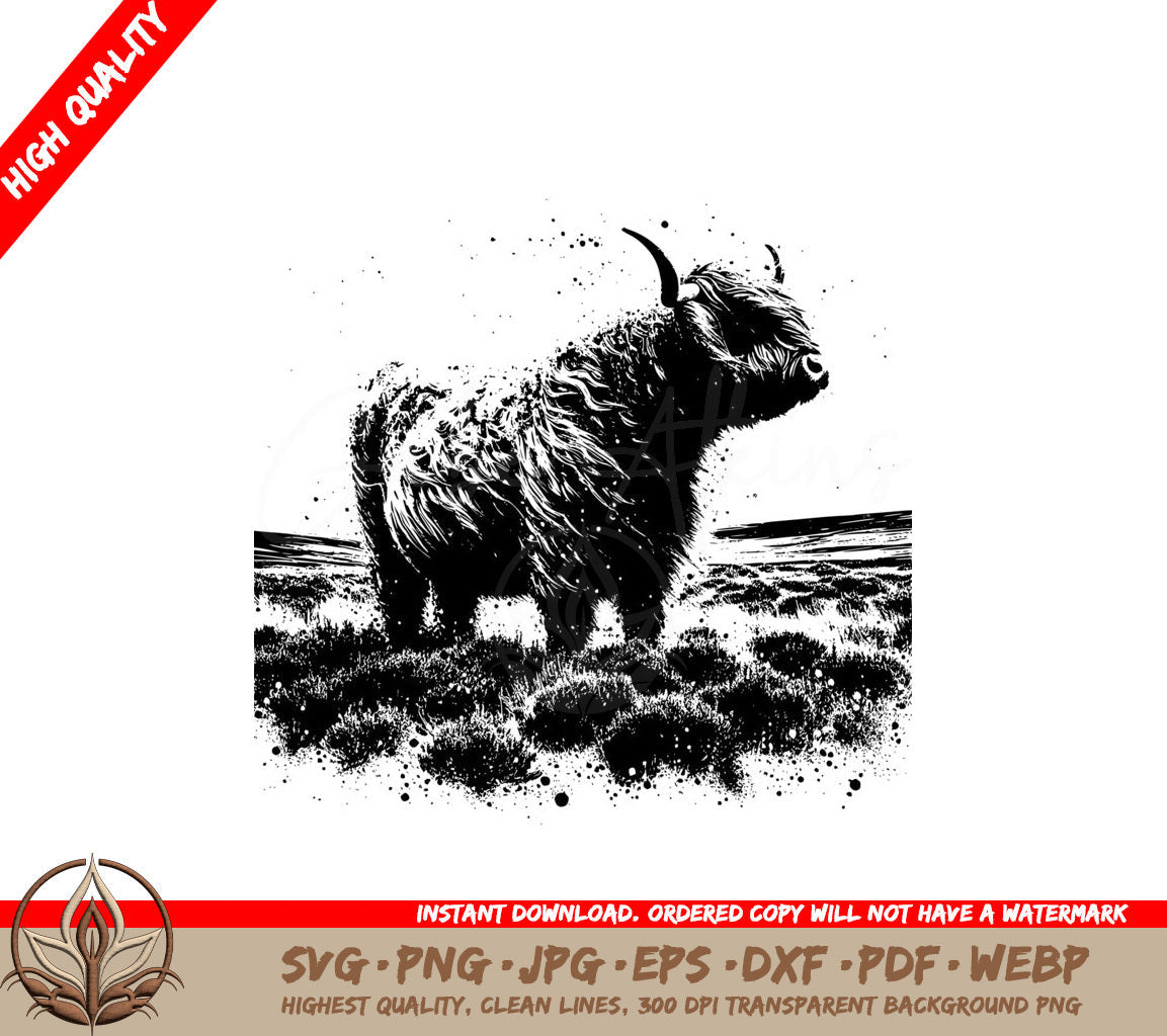 Highland Cow Meadow SVG