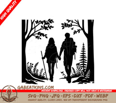 A Man And Woman Holding Hands SVG - Hiking Together SVG