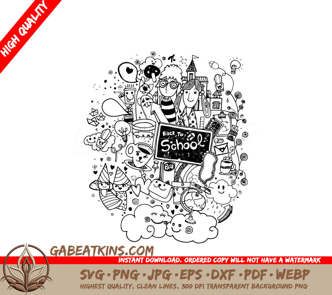 Back to School Doodle SVG Set - Hipster Drawing SVG