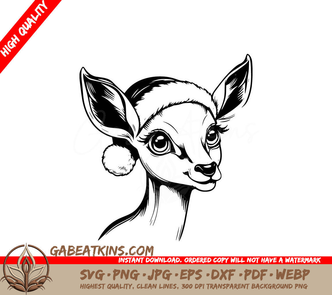 A Deer Wearing A Santa Hat SVG - Holiday Deer Cheer SVG