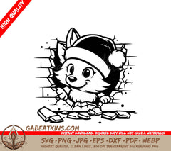 A Cat Wearing A Santa Hat SVG - Holiday Fox Breakout SVG