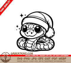 A Snake Wearing A Santa Hat SVG - Holiday Snake SVG