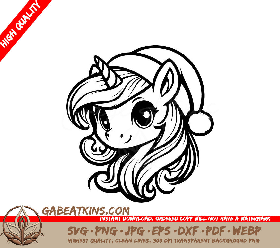 A Unicorn Wearing A Santa Hat SVG - Holiday Unicorn SVG