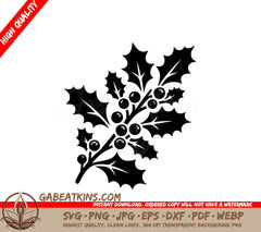 A Holly Branch With Berries SVG - Holly Berry Branch SVG