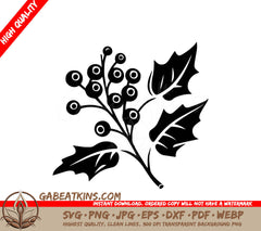 A Plant With Leaves And Berries SVG - Holly Berry SVG