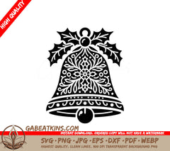 A Christmas Bell With Holly On Top SVG - Holly Christmas Bell SVG