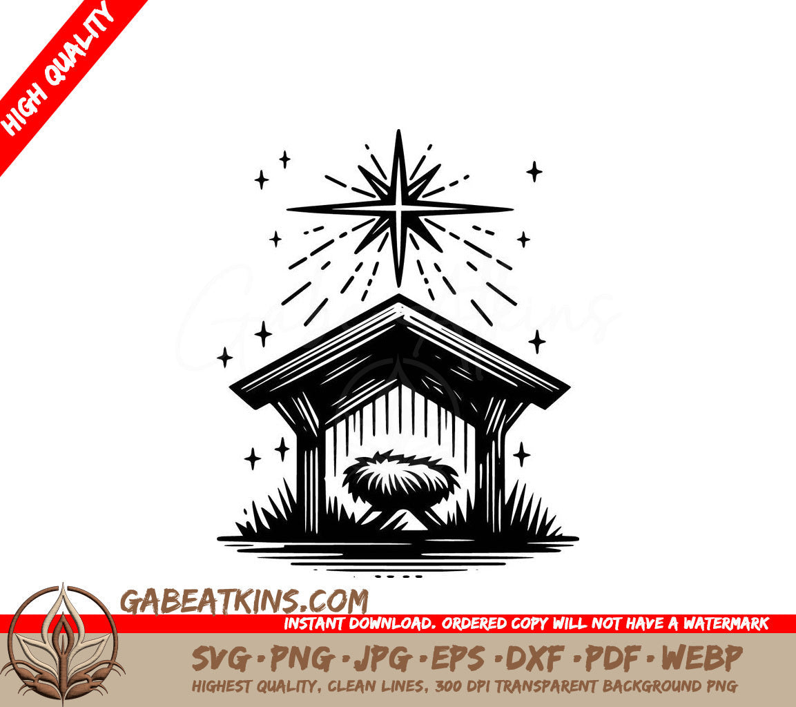 A Manger With A Star Above It SVG - Holy Night SVG