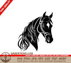 A Horses Head With A Bridle SVG - Horse Bridle SVG