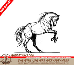 A Horse Standing On Its Hind Legs SVG - Horse Classy vector sketch of a horse with minimalist design SVG