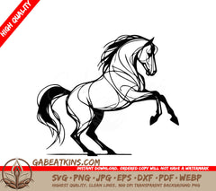 A Horse On Its Hind Legs SVG - Horse Clean and minimal vector sketch of a horse SVG