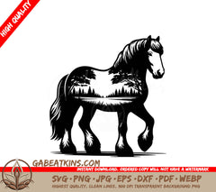 A Horse With Trees On Its Back SVG - Horse Forest Glow SVG