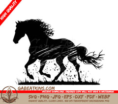 A Horse Running In The Grass SVG - Horse Galloping SVG