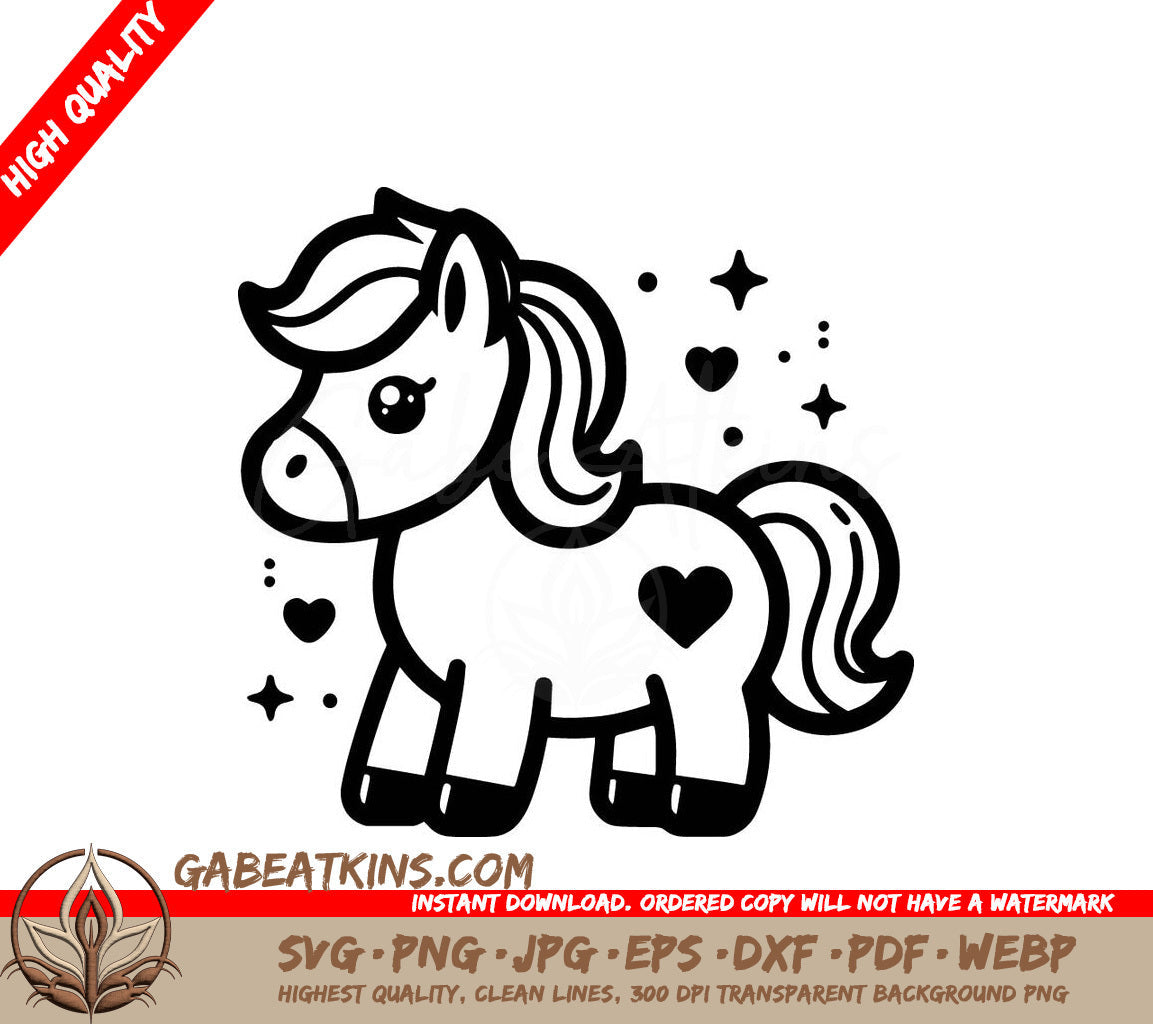 A Pony With Hearts And Stars Around It SVG - Horse Heart SVG
