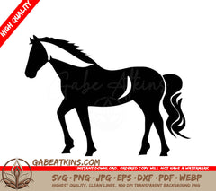 A Black And White Silhouette Of A Horse On A White Background SVG - Horse High Quality Vector Logo Vector illustration ideal for Tshirt graphic SVG