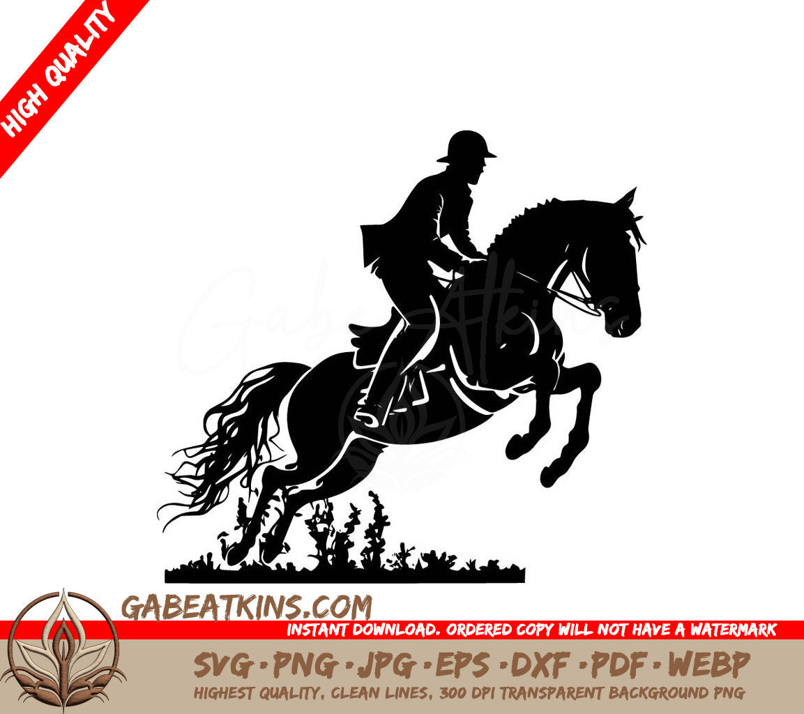 A Man Riding A Horse SVG - Horse Jumping SVG