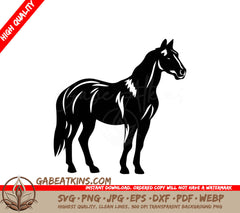 A Horse On A White Background SVG - Horse Line art vector illustration black color SVG