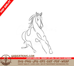 A Horse On A White Background SVG - Horse Linear drawing SVG