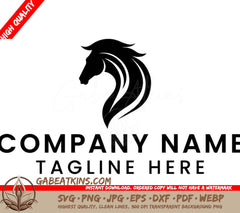 A Black And White Logo Of A Horses Head With A Long Mane SVG - Horse Logo Design Minimalist Vector SVG