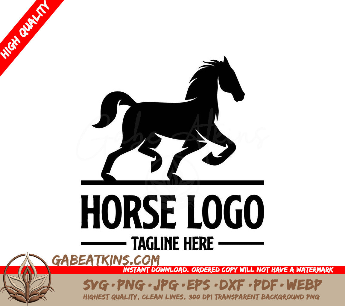 A Silhouette Of A Horse With The Words Horse Logo Tagline Here Below It SVG - Horse Logo Design Template Inspiration Vector Illustration SVG