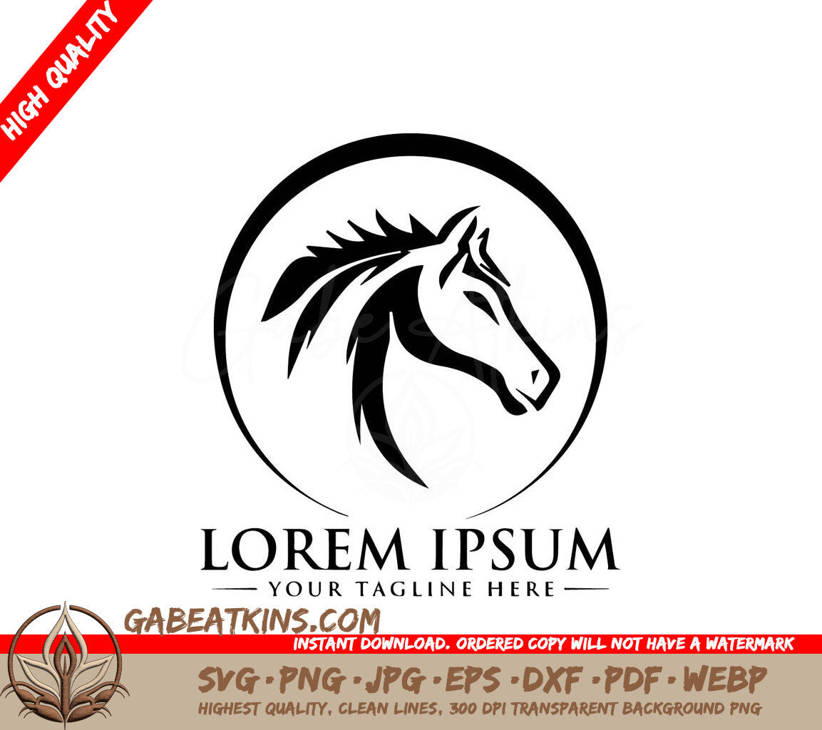 A Horse Head In A Circle With The Words Lorem Ipsum Below It SVG - Horse Logo Design Unique and Professional Horse Logo Design Vector SVG