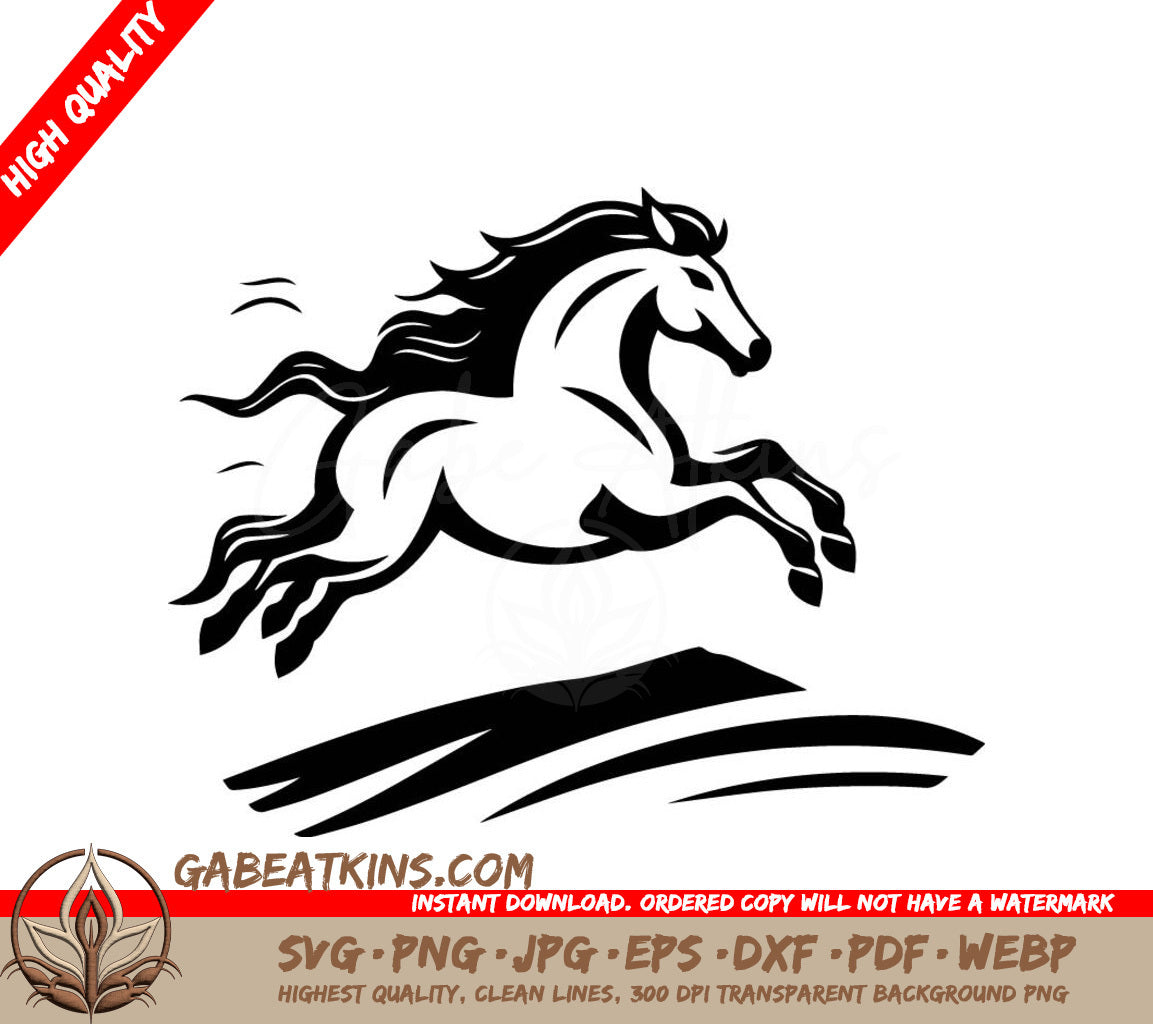 A Horse Jumping In The Air SVG - Horse Logo Template Vector illustration of a horse running in the field SVG