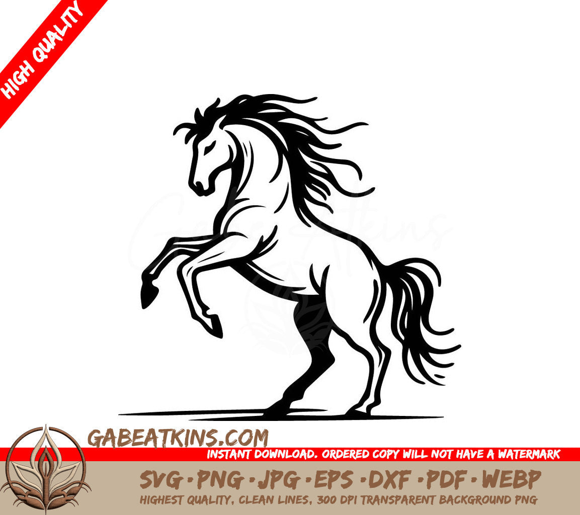 A Horse Standing On Its Hind Legs SVG - Horse Minimalistic vector sketch of a stallion SVG
