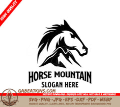 A Black And White Logo For Horse Mountain SVG - Horse Mountain Logo Design Template Inspiration Vector Illustration SVG